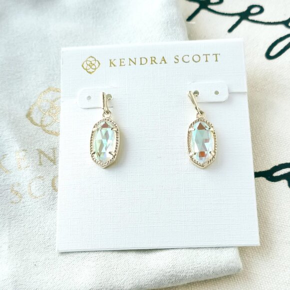Kendra Scott Drop Earrings - Lee - Dichroic Glass Gold - Picture 1 of 3